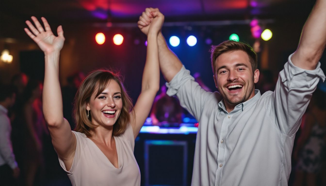 A couple joyfully dances at a wedding reception in Cleveland.