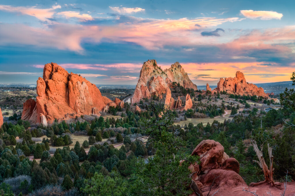 Sunset Over Garden of the Gods Park in Colorado Springs