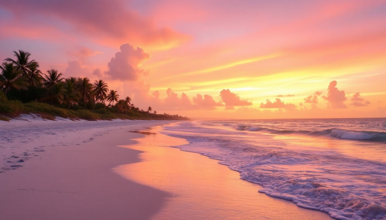 A romantic Florida beach sunset with beautiful, muted colors and a serene atmosphere.