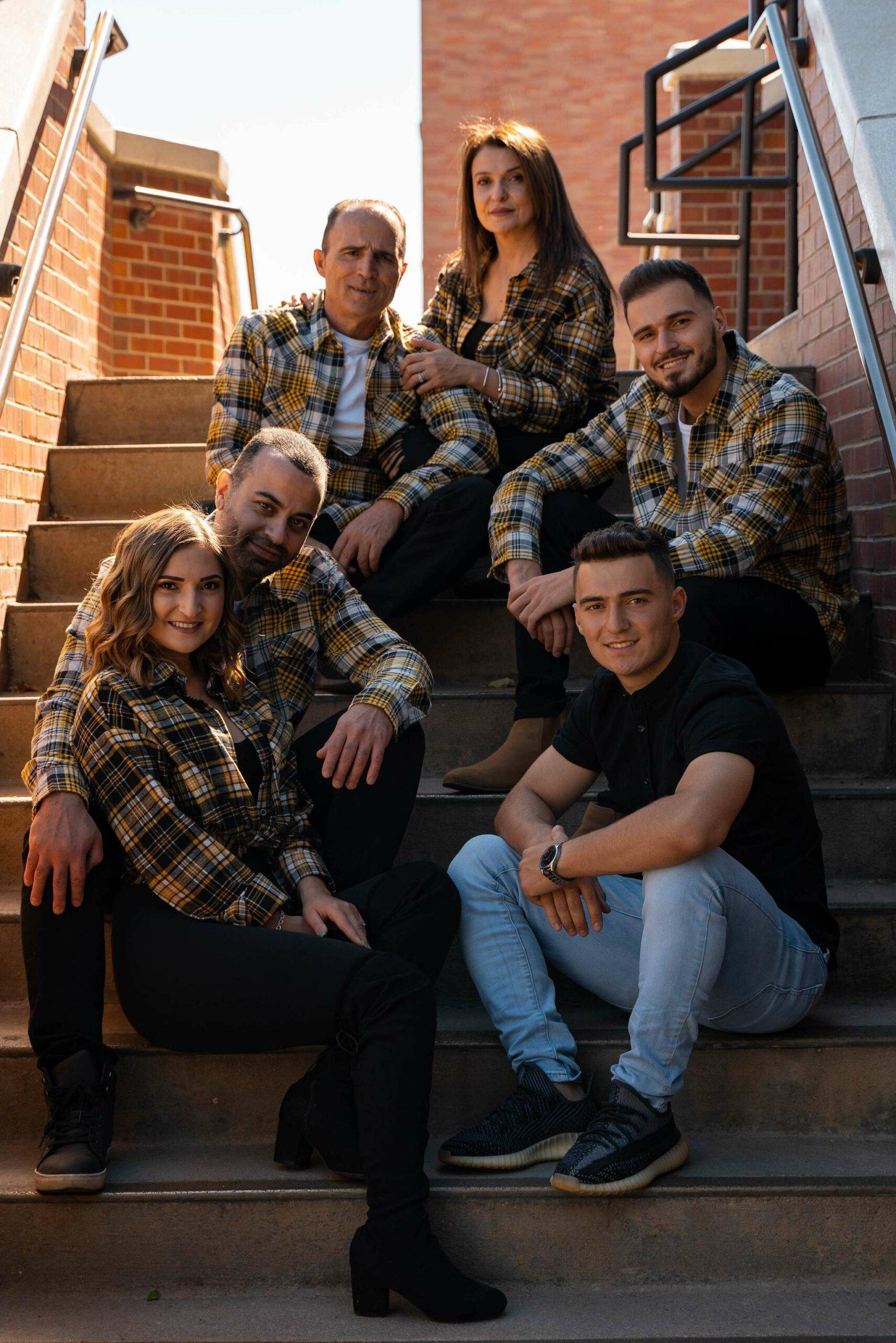 Denver Family Photos posing on stairs