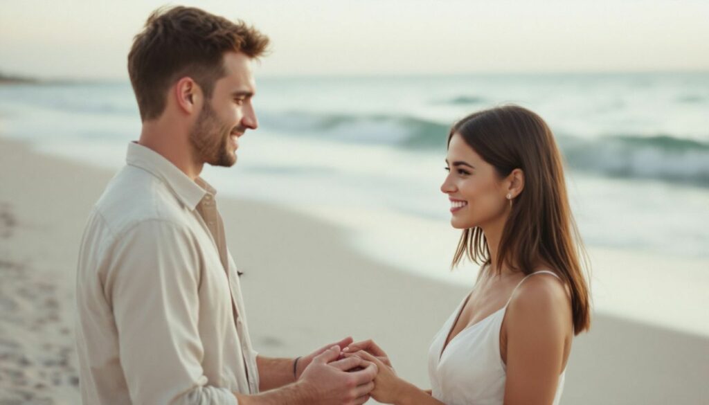 A couple exchanging vows on a West Palm Beach with casual and intimate atmosphere.