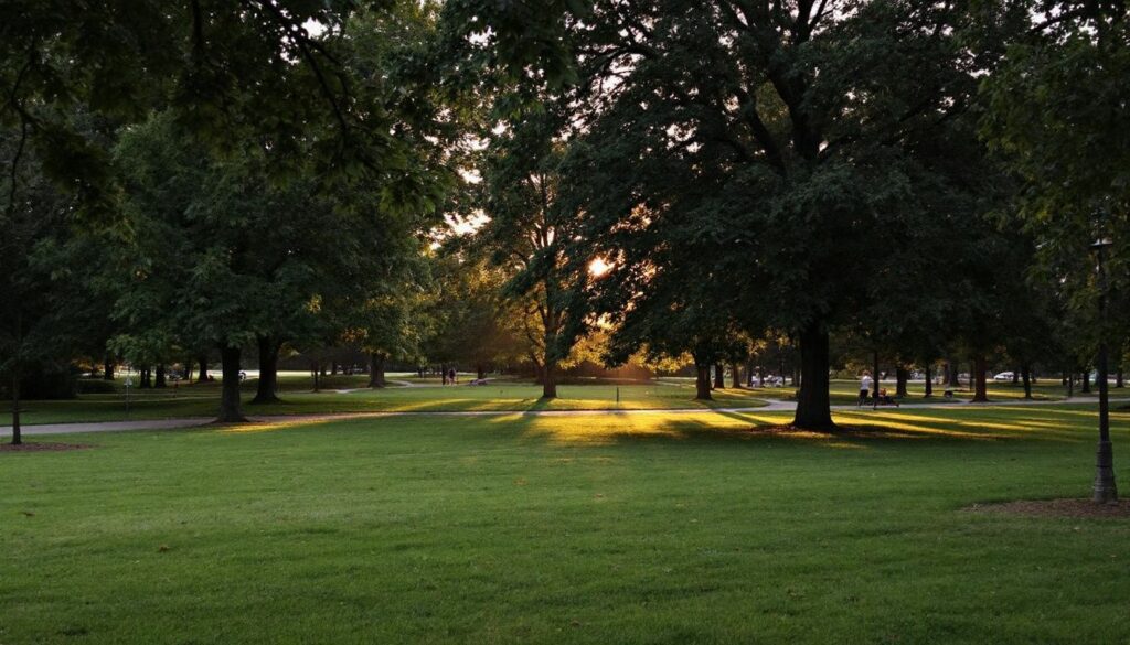 A tranquil park in Loveland captured by Candid Studios Photography & Videography during the golden hour.