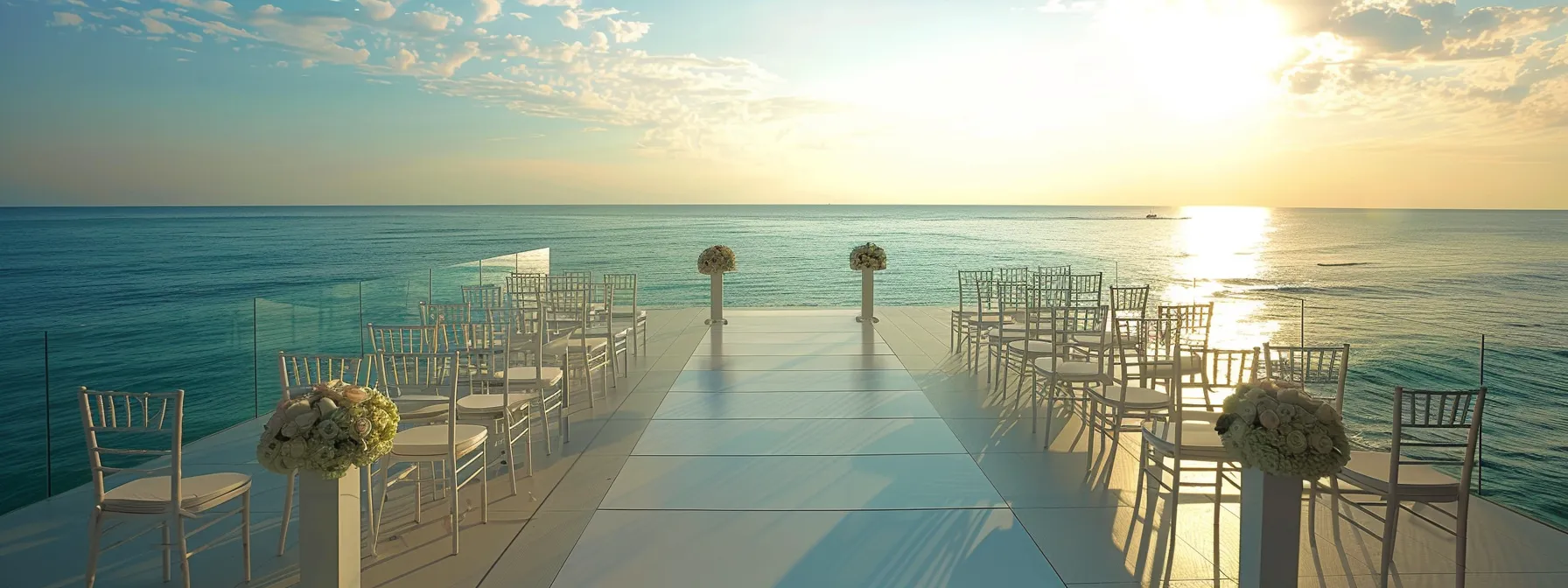 a sleek, modern camera capturing a stunning oceanfront miami wedding setting with vibrant colors and elegant details.